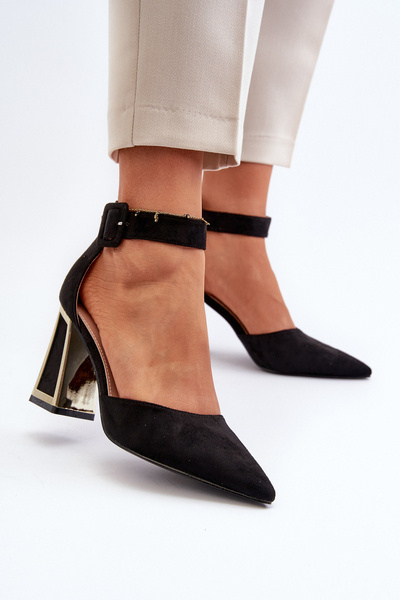 Schwarze Wildleder-Pumps mit Blockabsatz Lodho