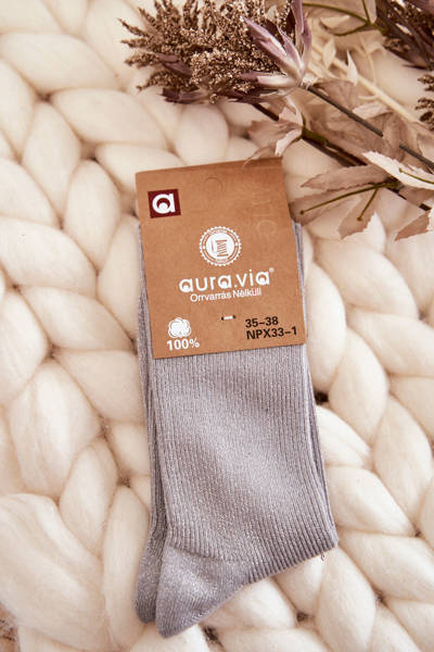 Chaussettes Femme Avec Fil Brillant Gris