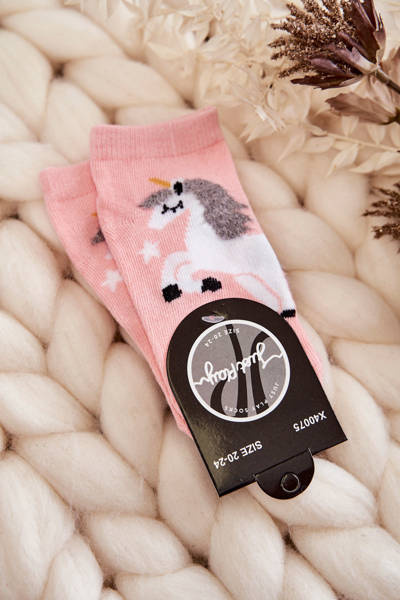 Kindersocken Mit Einhorn und Stern rosa