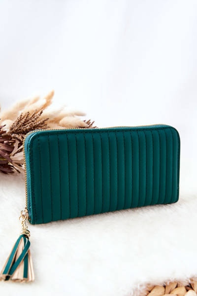 Grand Portefeuille Matelassé avec Bandoulière Vert
