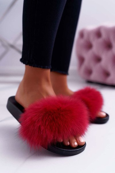 Flip -flops -uri pentru femei cu blană naturală Naturis