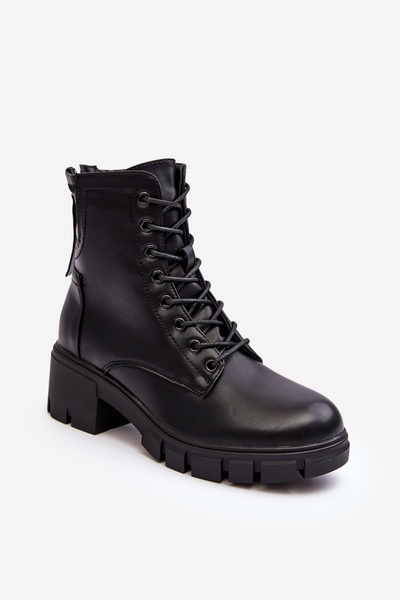 Bottines Rembourrées Pour Femme Worker Avec Zip Noir Evrarda