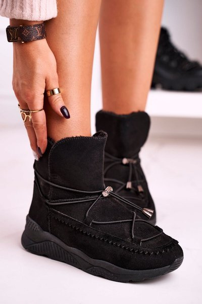 Bottes de Neige Sport Doublées Polaire Femme Noir Synte