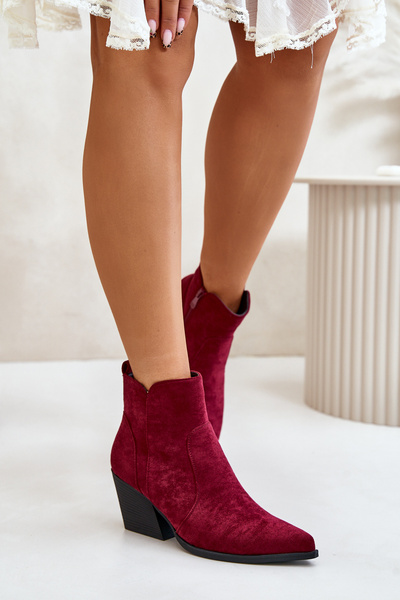 Szigetelt Cowboy csizma Eco Suede cipzárral Burgundy Virtris