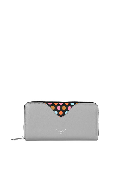 Large Zip Wallet with Dots Grey Reine