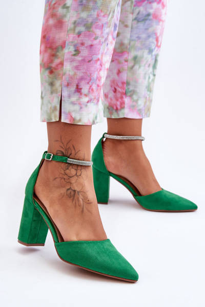 Escarpins en Daim avec Strass Diamant Vert