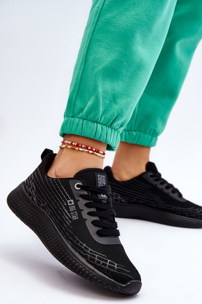 Chaussures de sport en maille pour femmes, système de mousse à mémoire de forme Big Star LL274662 noires