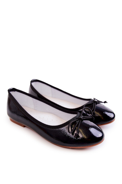Ballerines enfant laquées à nœud Noir Cassie