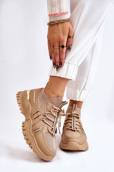 Women's Sock Slip-On Sports Shoes Beige Berna