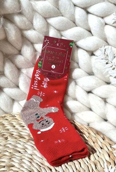 Chaussettes de Noël en coton pour enfants Rouge