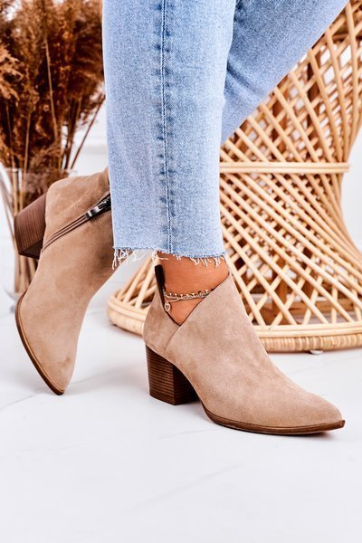 Damen Cutout Stiletto Stiefel Wildleder Beige Lawrence