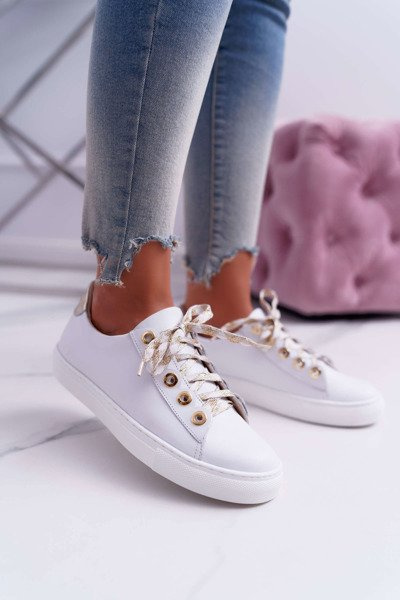 Baskets En Cuir Pour Femme Blanc Viss