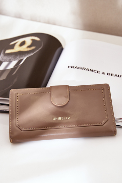 Portefeuille Femme En Cuir Écologique Beige Foncé Kalinessa