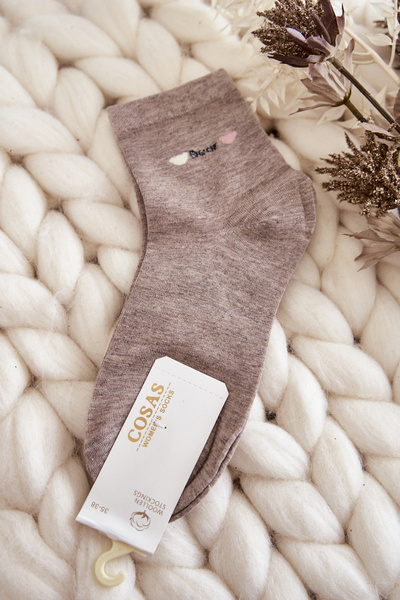 Chaussettes Cosas En Coton Uni Pour Femme Beige Mélange