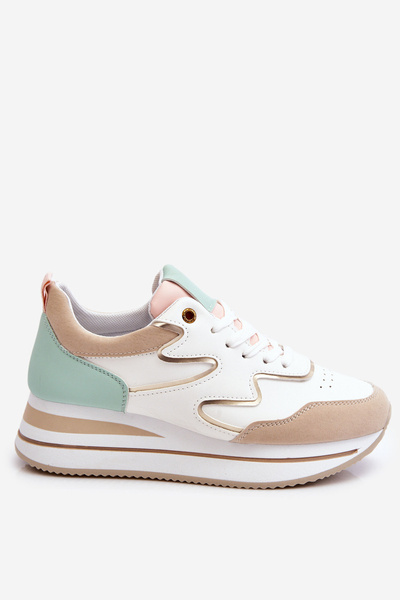 Modische Sportschuhe aus Leder weißem und beige Roen