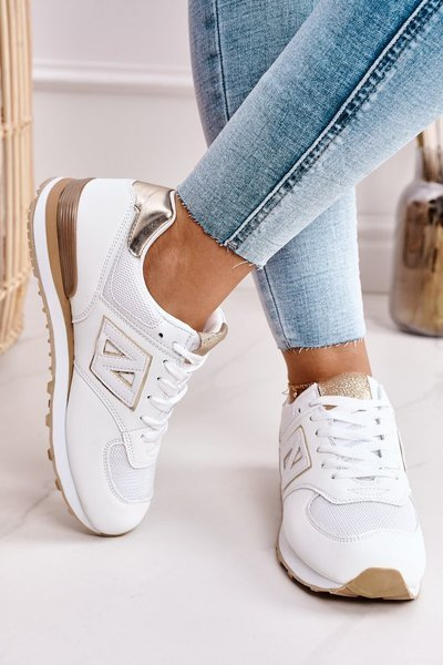 Chaussures de Sport Femme Baskets Blanc-Or Last Minute