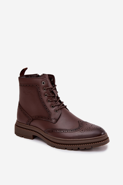 Lederstiefel für Herren Lee Cooper LCJ 25 33 3960 Braun Botki Męskie