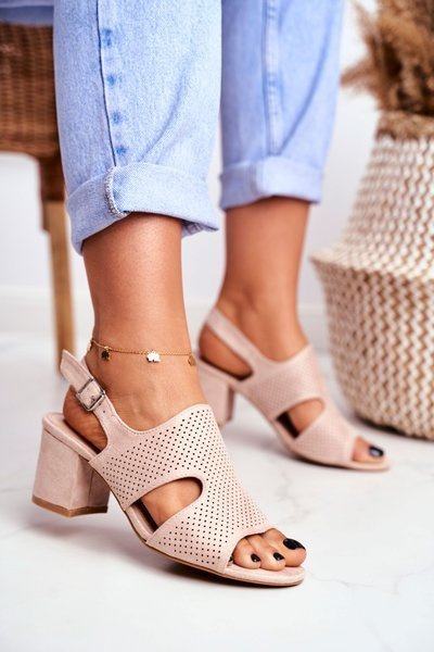 Sandales Femme Sur Post Ajourées Beige Valery