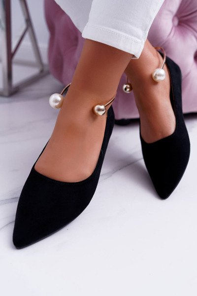 Fekete balerinák Stiletto karkötővel Mami