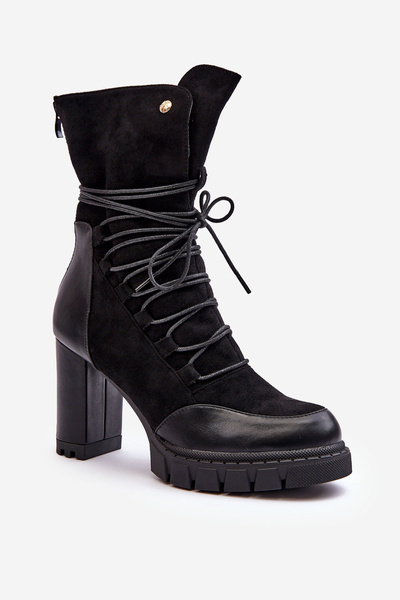 Bottines à Talons et Laçages pour Femme Noir Artie