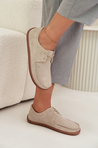 Chaussures pour femmes de style barefoot en daim naturel Zazoo 327 beige clair