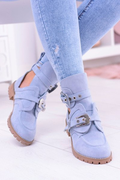 Lu Boo Blau Wildleder Ausschnitt Rock Girl Stiefel