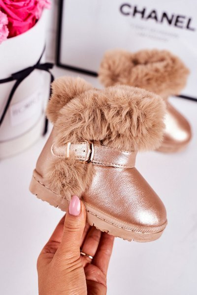 Gewärmte Kinder Schneestiefel mit Fleece Rosa Gold JellyBeans