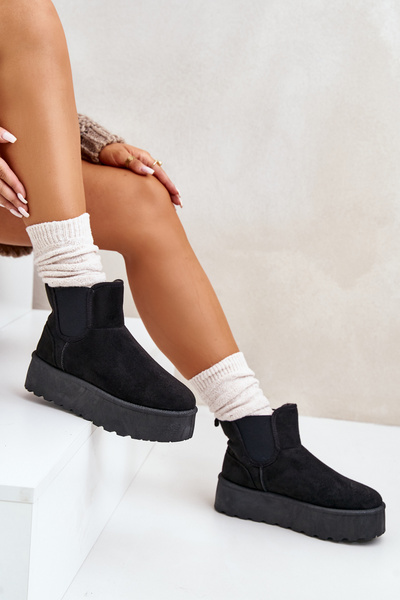 Bottes De Neige Pour Femmes Sur Plateforme Avec Inserts Élastiques Noir Rialine