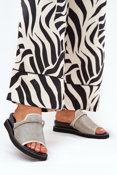Damen Wedgesandalen mit dekorativem Riemen silber Teriwes