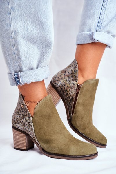 Bottes à talons aiguilles en cuir pour femmes Maciejka Olive 04492-24