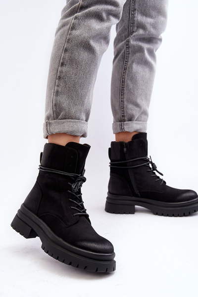 Damen Stiefeletten mit dicker Sohle Schwarz Narelona