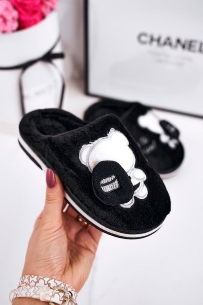 Chaussons d'intérieur pour enfants avec ours noir Go To School