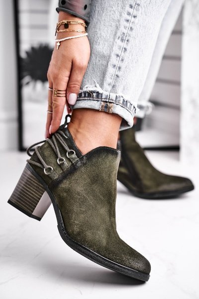 Bottes Femme À Talon Haut Maciejka Cuir Olive 04812-24