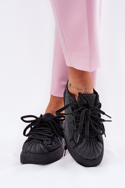 Damen Sneakers Mit Verzierung Auf Plattform Schwarz Eanneth