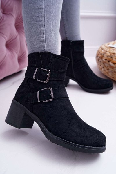 Bottes à talons pour femmes en daim noir Fagret