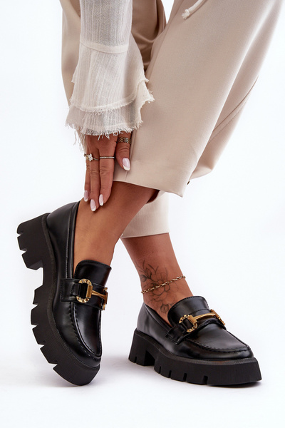 Damen Loafers mit Verzierung schwarzer Peuria