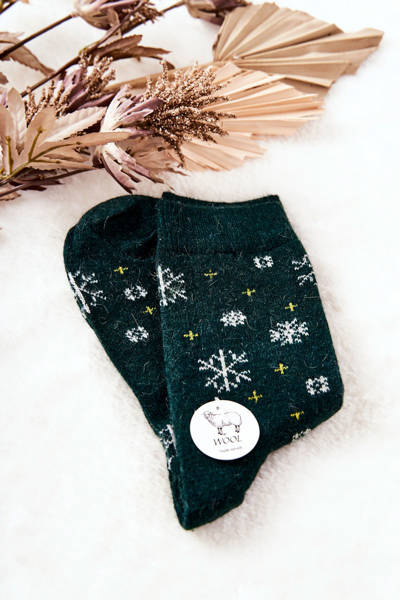 Chaussettes de Noël Flocons de Neige Vert