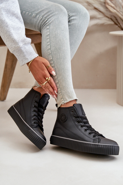 Damen Gefütterte Sneaker Aus Eko Leder Big Star OO274790 Schwarz