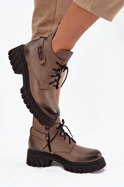 Zazoo 60483 Damen Leder Stiefeletten Mit Niedrigem Schaft Beheizt Beige