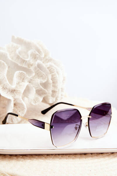 Lunettes de Soleil Femme Verres Teintés UV400 Noir-Or