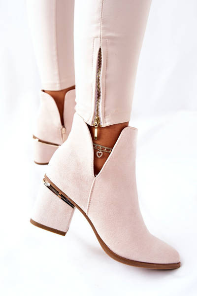 Bottines Femme En Daim Avec Découpes Beige Noel