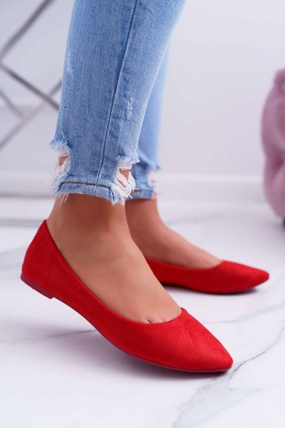 Rote Bueno Wildleder-Ballerinas für Damen