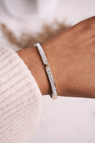 Bracelet en acier avec zircons cubiques dorés Venus