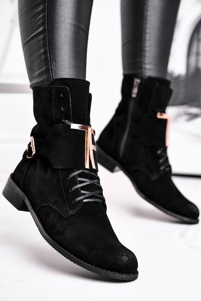 Damen Wildlederstiefel Schwarz Nicole 2591