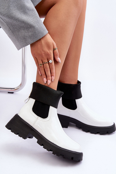 Bottines Laquées Femme Blanc Pavo