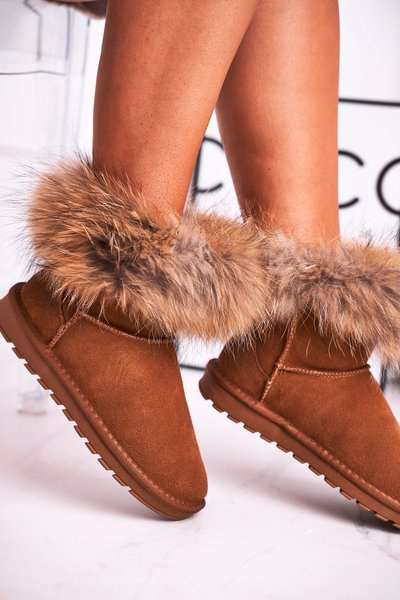 Bottines De Neige En Cuir Pour Femme Avec Fourrure Eko Camel Alexa