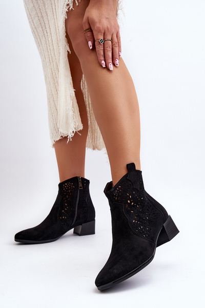 Damen Spitze Stiefeletten Schwarz Madalina