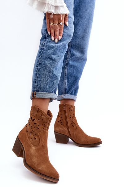 Cizme cowboy din piele Camel D&A SN622-20