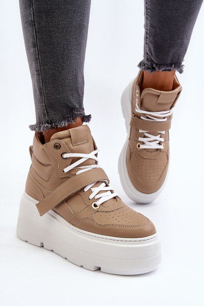 Zazoo 3450 Damen Leder Sneaker Beige