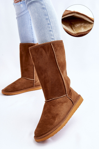 Women's Suede High Snow Boots Insulated Camel Reyma